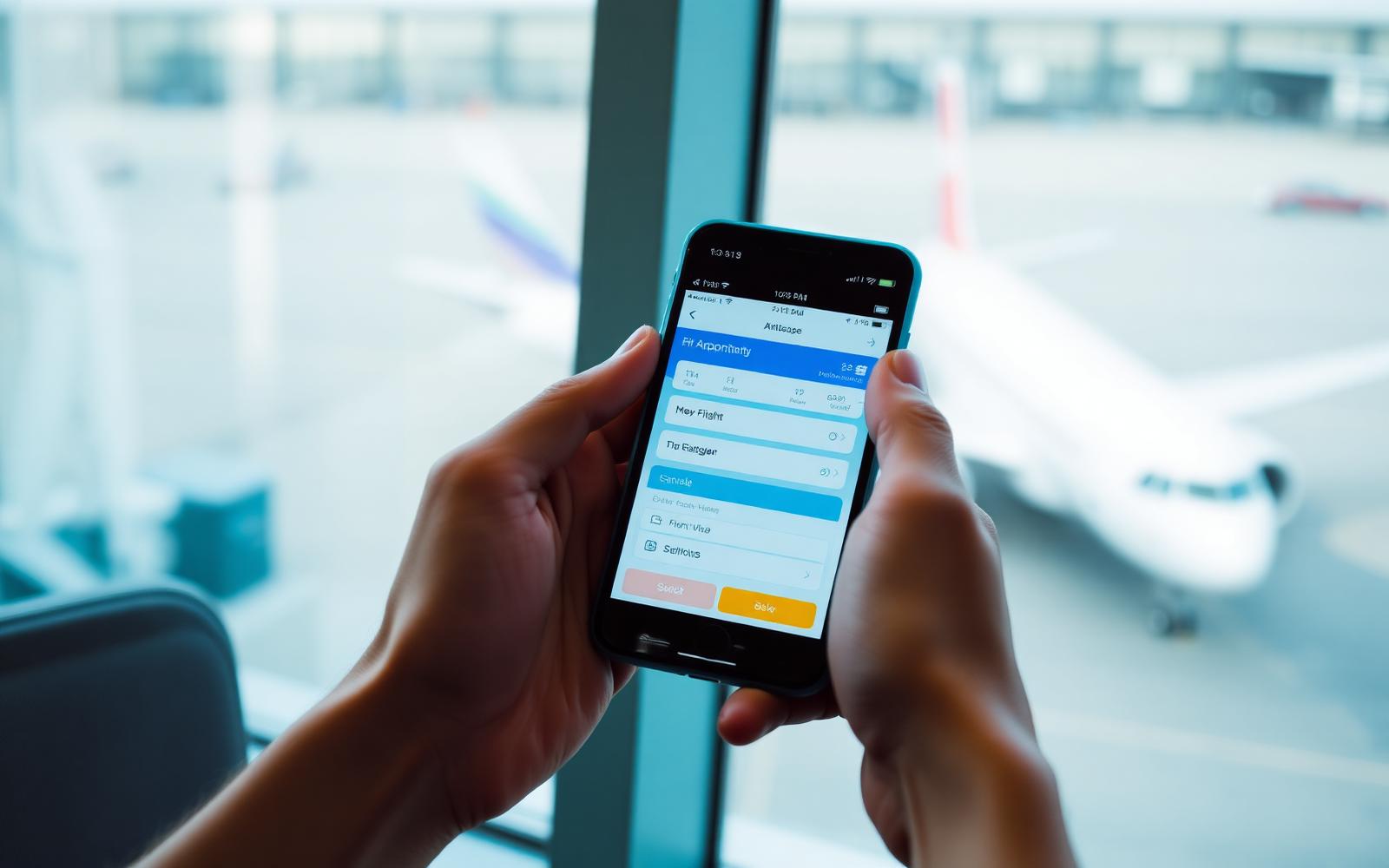 Charterflug-Buchung über eine Smartphone-App im Terminal